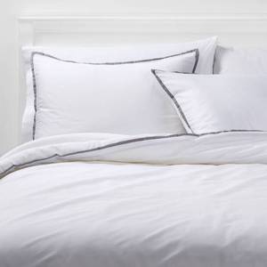 lot 5789 image: King Hotel Border Frame Duvet & Sham Set WhiteGray - Threshold Signature