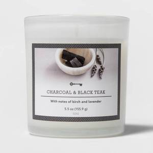 lot 5800 image: 5.5oz Glass Jar Charcoal and Black Teak Candle - Threshold