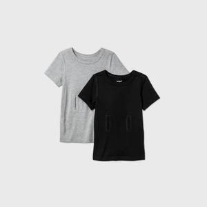 lot 5804 image: Toddler Boys 4pk Adaptive Short Sleeve Abdominal Access T-Shirt - Cat & Jack GrayBlack 5T