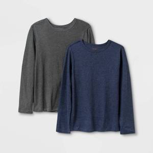 lot 5805 image: Boys 4pk Adaptive Long Sleeve T-Shirt - Cat & Jack CharcoalNavy XS, GreyBlue