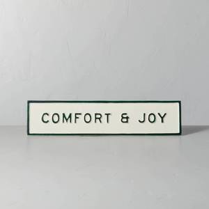 lot 5824 image: Comfort & Joy Seasonal Sign GreenCream - Hearth & Hand with Magnolia
