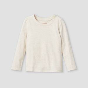 lot 5826 image: Set of 2-Toddler Girls Solid Long Sleeve T-Shirt - Cat & Jack Cream 3T, Ivory