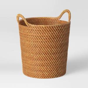 lot 5832 image: Rattan Decorative Fall Basket with Tapered Handles Brown 14 x 12 - Threshold