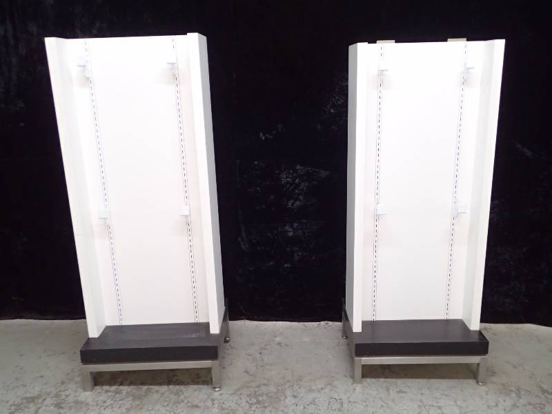 lot 1027 image: (2) Wood Merchandising Racks with Steel Bases and Racks