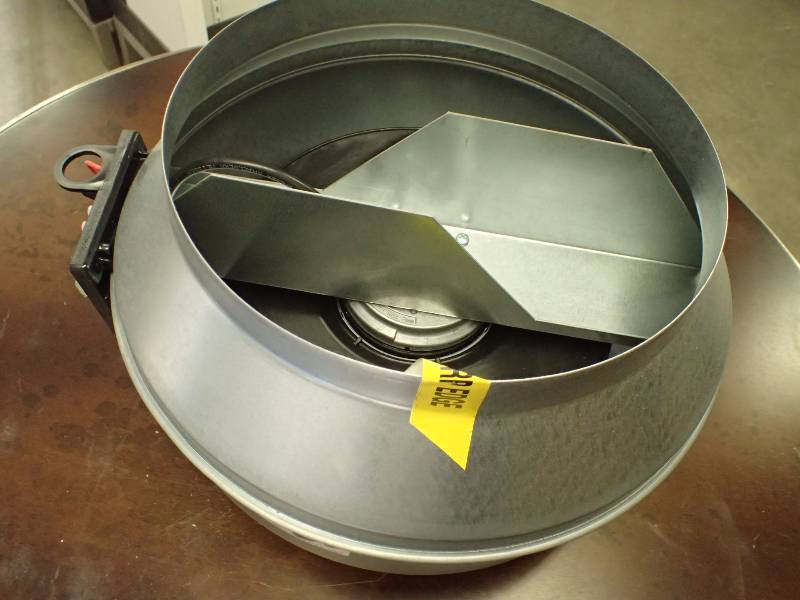 lot 1105 image: FANTECH Galvanized Steel Inline Centrifugal Duct Fan, Fits Duct Dia. 12, Voltage 120V