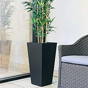lot 4421 image: Kante Lightweight Concrete Modern Tapered Tall Rectangle Planter
