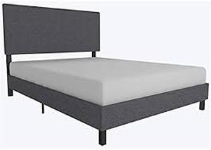 lot 4416 image: DHP Janford Upholstered Platform Bed w Headboard (Full Size)