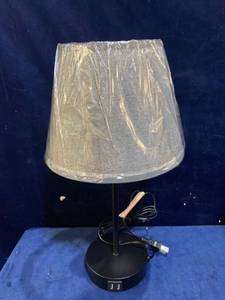 lot 35513 image: SMALL TABLE LAMPS WITH CHARGING PORTS GREY SHADE