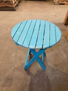 lot 35533 image: B&Z KD-41T ADIRONIC ROUND FOULDING SIDE TABLE RUSTIC TURQUOISE