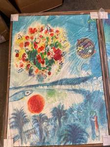 lot 35537 image: 2 28x18 CANVAS OIL REPRINT WOODEN FRAME