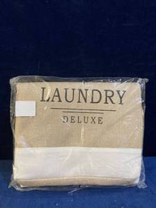 lot 35551 image: BURLAP HEAVY DUTY LAUNDRY HAMPER FOLDABLE