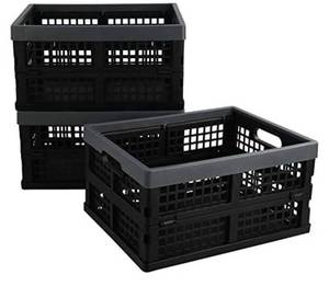 lot 35570 image: Set Of 3 Brown And Black Fold Away Crates