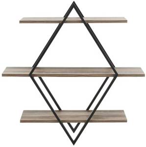 lot 35591 image: Brown And Black 3 Tier Wall Shelf