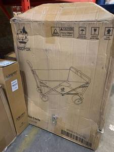 lot 35652 image: Collapsible Heavy Duty Beach Wagon Cart Outdoor Folding Utility Camping Garden Beach Cart with Universal Wheels Adjustable Handle Shopping (Black)