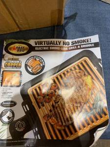 lot 35665 image: Fast BBQ Copper Electric Smoke Less Grill And Griddle