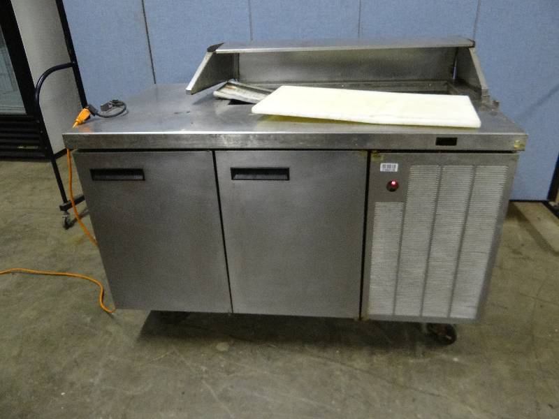 lot 2277 image: Randell 2 Door 55 Commercial Refrigerated Prep Table on Casters