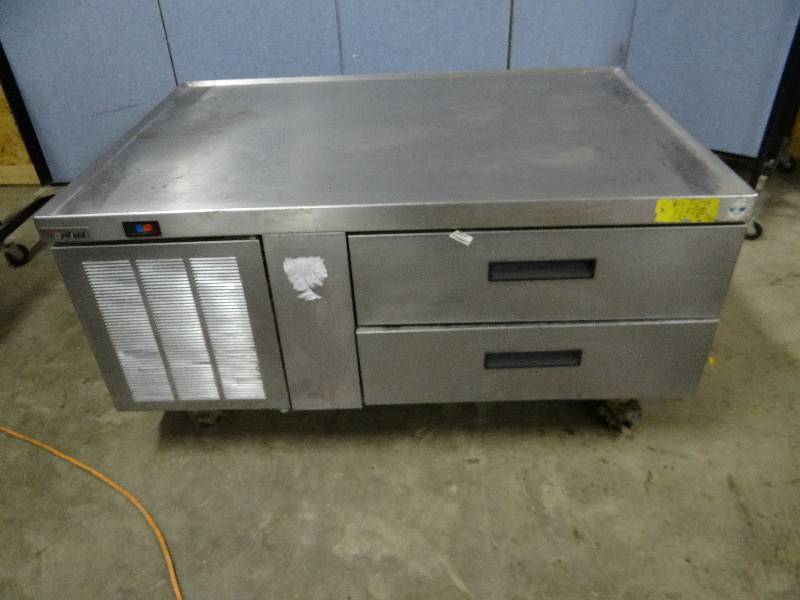 lot 2343 image: Delfield 48 2 Drawer Refrigerated Equipment Stand on Casters