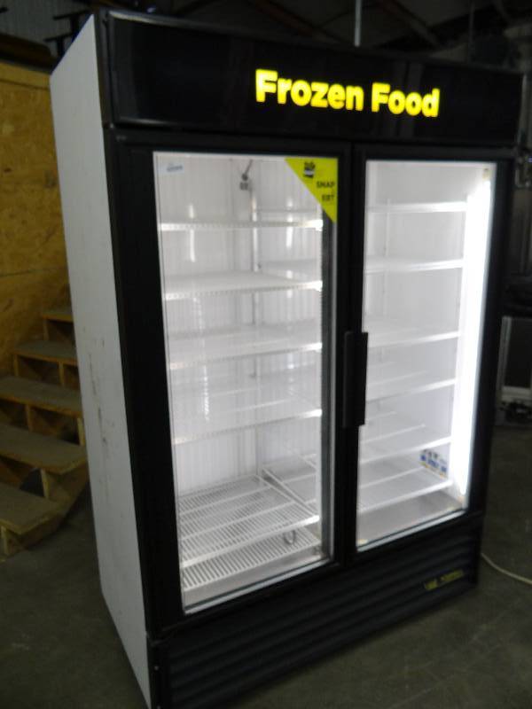 lot 2357 image: True 2 Door Glass Front Display Freezer With Casters