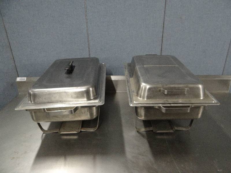 lot 2361 image: (2) Stainless Chaffer Dishes w Stands