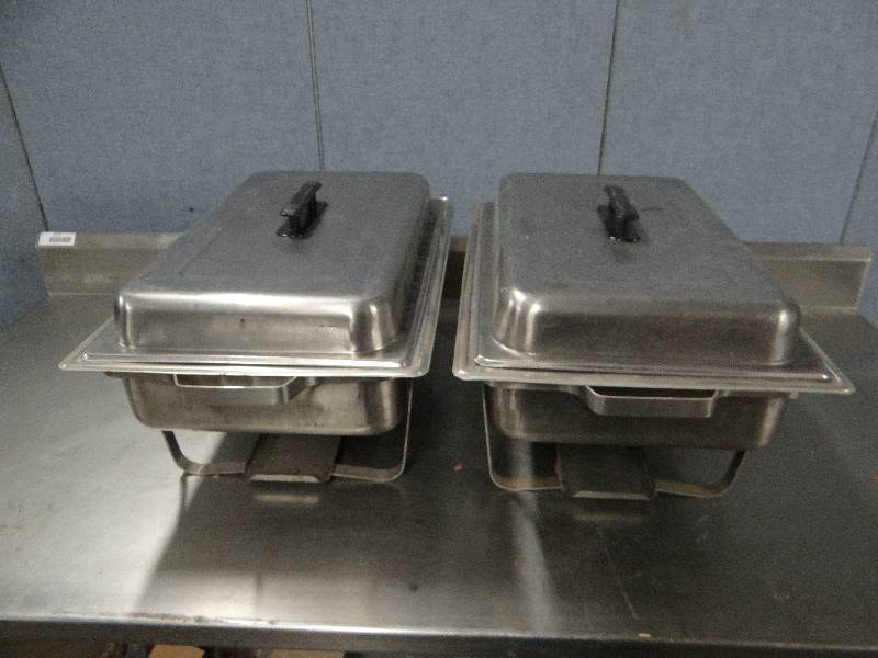 lot 2362 image: (2) Stainless Chaffer Dishes w Stands