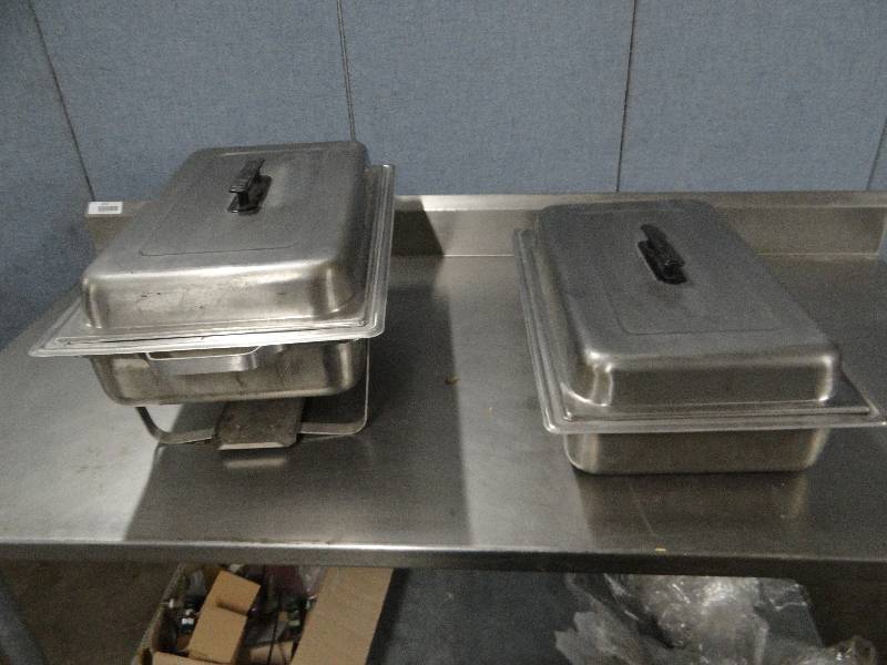lot 2363 image: (2) Stainless Chaffer Dishes w Stand
