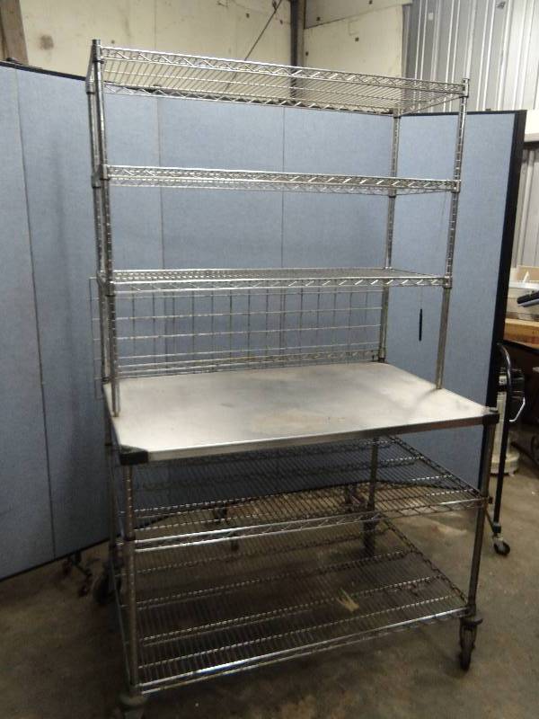 lot 2453 image: Wire Metal Work Table With Understorage and Upper Storage