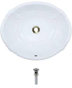 lot 41905 image: Dual-Mount Porcelain Bathroom Sink in White with Pop-up Drain in Chrome
