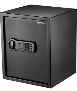 lot 41920 image: Amazon Basics Steel Home Security Safe with Programmable Keypad - Secure Documents, Jewelry, Valuables - 1.52 Cubic Feet, 13.8 x 13 x 16.5 Inches, Black