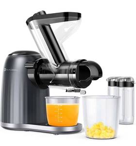 lot 41932 image: Slow Masticating Juicer, Qualeben Cold Press Juicer with Big Mouth 3�� Feed Chute 95% Juice Yield, Juicer Machines for Vegetable and Fruit with Juice Recipes, 2 Cups & 2 Portable Bottles, and Brush (Black)