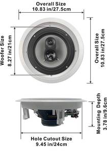 lot 41935 image: Acoustic Audio by Goldwood CS-IC83 8�� 3-Way In Ceiling Home Theater Speaker (White, 1 Speaker)