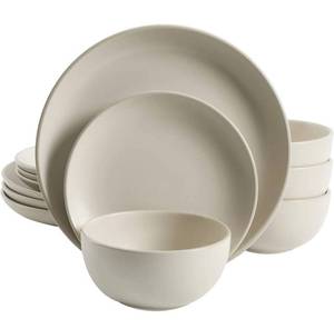 lot 41936 image: Gibson Home Rockaway Round Stoneware Dinnerware Set, Service for 4 (12pcs), Cream