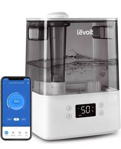 lot 41938 image: LEVOIT Humidifiers for Bedroom Large Room Home, 6L Cool Mist Top Fill Essential Oil Diffuser for Baby and Plants, Smart App & Voice Control, Rapid Humidification and Humidity Setting, Quiet Sleep Mode
