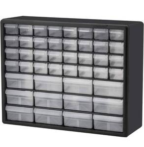 lot 41945 image: Akro-Mils 10144, 44 Drawer Plastic Parts Storage Hardware and Craft Cabinet, 20-Inch W x 6.37-Inch D x 15.81-Inch H, Black