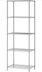 lot 41946 image: 5-Tier Wire Shelving, Metal Wire Shelf Storage Rack, Storage Organizer Unit Perfect for Kitchen Garage Pantry Organization in Grey, 23W x14 D