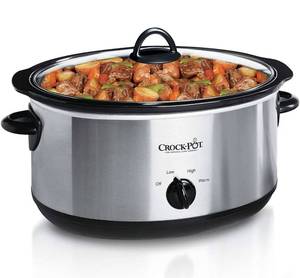 lot 58889 image: Crock-Pot 7-Quart Oval Manual Slow Cooker  Stainless Steel (SCV700-S-BR) - Dented