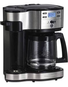 lot 58892 image: Hamilton Beach 2-Way Brewer Coffee Maker, Single-Serve and 12-Cup Pot, Black