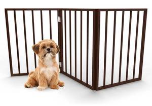 lot 58896 image: Dog Gate for Doorways, Stairs or House - Freestanding, Folding, Accordion Style, Wooden Indoor Dog Fence Collection by Petmaker