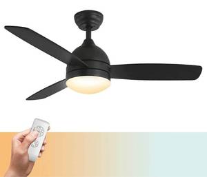 lot 58897 image: warmiplanet Ceiling Fan with Lights Remote Control, 48-Inch, Black, Silent Motor (3-Blades)