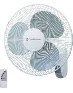lot 58920 image: Comfort Zone CZ16WR 16-inch Quiet 3-Speed Wall Mount Fan with Remote Control, Timer and Adjustable Tilt, White - Front Cover Cracked