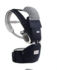 lot 72593 image: Baby Carrier with Hip Seat Baby Holder Backpack Baby Carriers Front and Back for Carrying Bibs Dark Blue