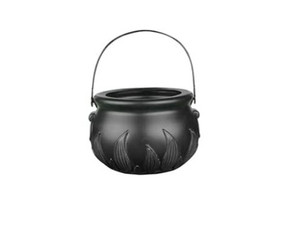 lot 72600 image: Halloween Black Cauldron Witch Bucket Candy Bucket Kettle with Handle Candy Holder Pot for Halloween