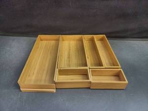 lot 72608 image: Classics Bamboo Wood Storage Bins Organizer Boxes, 6 piece set