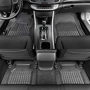 lot 72619 image: Motor Trend Flextough Semi-Custom Fit Car Floor Mats for Auto - Odorless Heavy Duty Rubber Floor Liners 4 Pieces Set - Trimmable (Black) (MT190) (B07JWSPVKY)