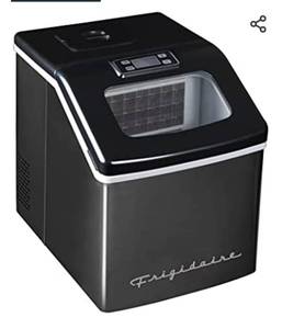 lot 72624 image: $$Frigidaire EFIC452-SSBLACK XL Maker, Makes 40 Lbs. of Clear Square Ice Cubes A Day, Black Stainless , Retail $169.99