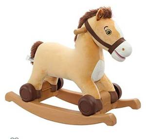 lot 72630 image: Rockin Rider Charger 2-in-1 Pony Ride-On , Beige,Retail $88.00