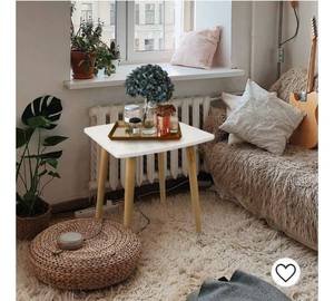 lot 72664 image: Mid-Century Style Wooden End Table WhiteNatural - Size 16X16