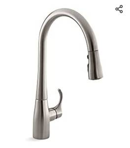 lot 72681 image: KOHLER 596-VS Simplice, 3-Spray, Kitchen Sink Faucet with Pull Down Sprayer, High Arch, Vibrant Stainless