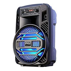 lot 72689 image: Portable Bluetooth PA Speaker System - 300W Rechargeable Outdoor Bluetooth Speaker Portable PA System w 8�� Subwoofer 1�� Tweeter, Microphone in, Party Lights, MP3USB, Radio, Remote - Pyle PPHP835B (B08V36MPNZ)
