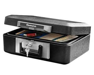lot 72690 image: SentrySafe 1160 Fireproof Lock Box, 0.25 Cubic Feet, Black, 16 Pounds