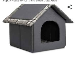 lot 72694 image: Cozy Pet Bed Warm Cave Nest Sleeping Bed Puppy House for Cats and Small Dogs, Gray